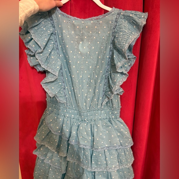 LoveShackFancy Blue Polka Dot Ruffle Dress - Picture 6 of 7
